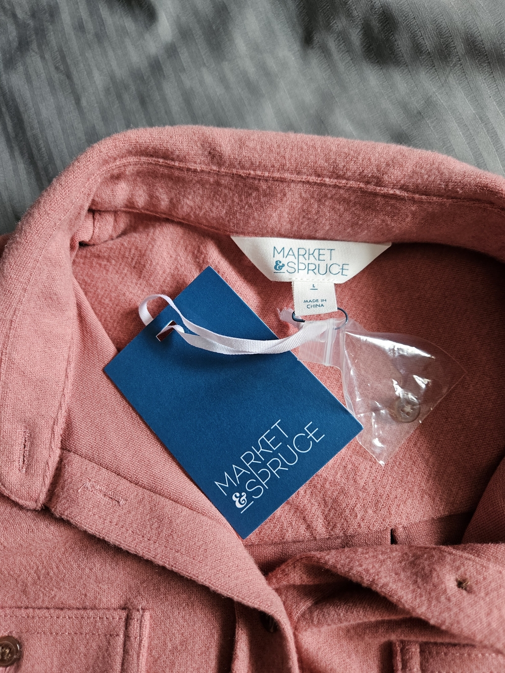 Pink Button-Front Shirt Jacket - Picture 3 of 3